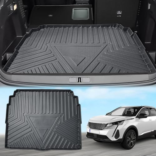ECOZEN Alfombrilla Maletero 3D para Peugeot 3008 2016-2023 TPE Alfombrilla Goma para Maletero Impermeable antideslizante Borde Alto Todo Clima Alfombrilla Maletero Peugeot 3008(Base de Carga Superior)