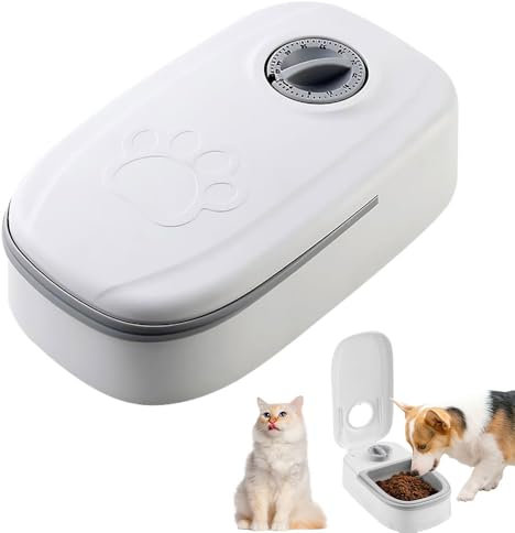 Vmxlso Automatic Cat Feeder 350ml, Cat Automatic Feeder with Timer 48 Hours, cat Food Dispenser for Wet and Dry Food, automatic feeders for Cats