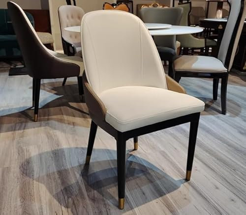 FLEPYHB Esszimmerstühle Hochwertiger, Vielseitiger Esszimmerstuhl, Einzelstuhl mit Dicker Lederpolsterung, mit Armlehnen und Metallbeinen, Frisierstuhl, Badezimmerstuhl, Empfangsstuhl, Verhandlungss