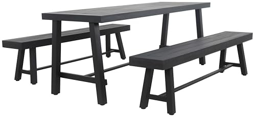 METRO Professional Bierzeltgarnitur Picada 3-TLG., 1 Biertisch 220 x 70 cm, 2 Bierbänke 180 x 31 cm, schwarz