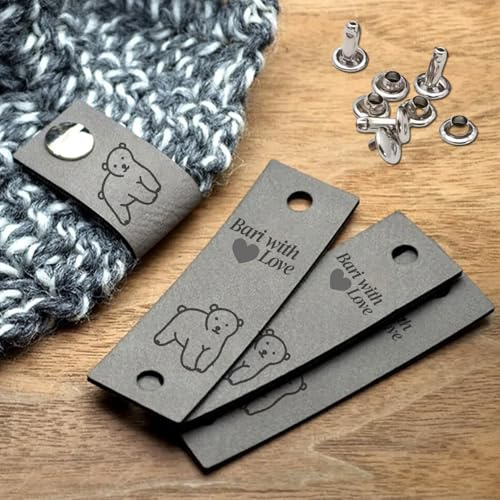 Etiquetas De Cuero Personalizadas Hechas A Mano Con Texto De Logotipo, Etiquetas De Ropa Tejidas Personalizadas Con Remaches, Etiquetas Plegables For Coser Sombreros De Crochet