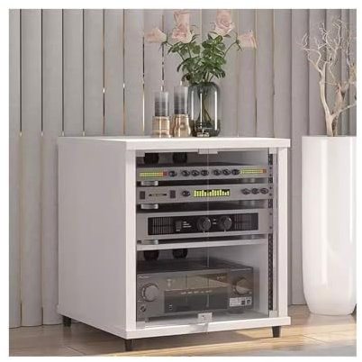 pieds enceintes Équipement sonore de scène, support d'amplificateur Audio et vidéo, armoire d'aviation, armoire d'amplificateur multicouche en bois massif pieds pour enceintes(Blanc,55*57*60cm)