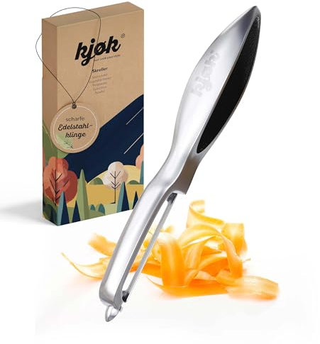 kjøk Pelador con afilada hoja de acero inoxidable y mango antideslizante - Pelador de verduras profesional y estrecho para un pelado preciso - Innovador utensilio de cocina