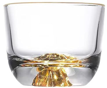 XQSXDKXQ Künstlerische Zen-Meditationsglas-Teetasse – luxuriöse handgefertigte Einzeltasse für Teezeremonie, Zuhause und Geschenke, einzigartiges asymmetrisches Design,Gold