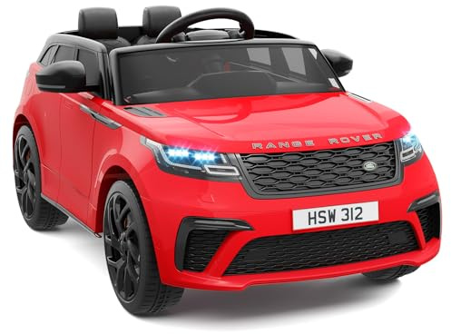 Garvee 12 V elbil Enfànt, Land Rover licensierad med fjärrkontroll, musik och MP3, elfordon för barn 3 år + (röd)