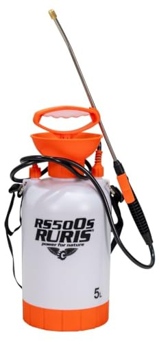 RURIS Pulvérisateur Manuel RS500S – Réservoir 5L, Lance Métallique, Pression 2-3 Bar, Poignée Ergonomique, Soupape de Sécurité, Idéal Jardin et Serre, Orange