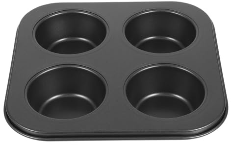 IMIKEYA Teglia Per Muffin 4 Posti in Materiale Antiaderente Resistente Alle Alte Temperature, Stampi Per Cupcake Riutilizzabili Per Uso Domestico e Professionale in Forno, Colore Nero