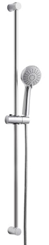 OFFO Duschset aus Edelstahl –Runder Großer Duschkopf mit Duschstange 100cm, Schlauch und Duschkopfhalterung, Duschbrause 3 Strahlarten, Verstellbare Höhe