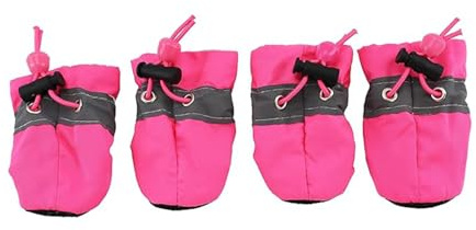 Weiche kleine Hundeschuhe, 4 Winterstiefel für kleine Hunde, wasserdichte Hundestiefel, Pfotenschutz, Welpen für Hunde, mit rutschfester Sohle, Kätzchenstiefel zum Spazierengehen (Rose, Größe 5)