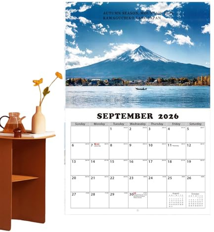 Scenery Calendar 2026 – Paper 28.5x42cm Open 28.5x21cm Closed | 12 Month World Landscape Monthly Planner With Artwork | Daily Schedule Organizer For Home Bedroom Apartment Study Living Room