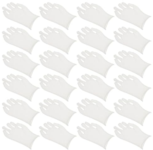 PACKOVE Baumwollhandschuhe Strapazierfähig und Bequem Dehnbar und Wiederverwendbar Weiße 12 Paar für Manuelle Arbeiten und Industrielle Einsätze
