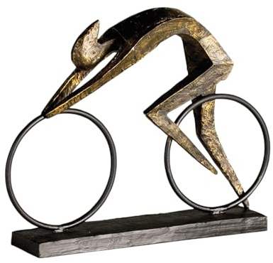 Casablanca Skulptur Racer, Deko Figur Bronze, Kunstharz u. Metall Statue Wohnzimmer, Büro Dekoration H. 28,5 cm x B. 36 cm - Fahrrad Skulpturen, Fahrradfahrer, Bike, Rennradfahrer
