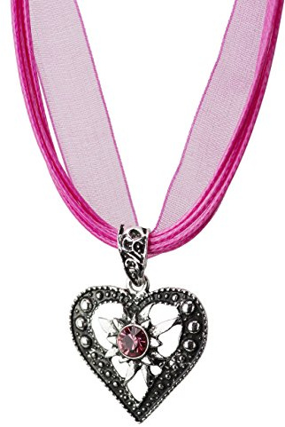 Schöneberger Trachten Couture Trachtenkette Herzstein eleganter Herz Anhänger mit funkelndem Strass - Trachtenschmuck Kette für Dirndl und Lederhose