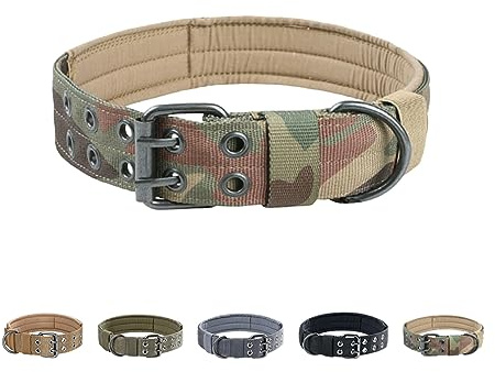 EXCELLENT ELITE SPANKER 1,5 Militär Nylon Hundehalsband Metallschnalle | Schlicht Taktisch Verstellbar Hundehalsband Leicht zu reinigen für mittelgroße und große Hunde Arbeit Training mit Aufnähern