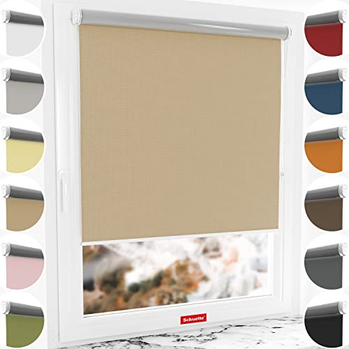 Schuette® Verdunkelungsrollo ohne Bohren/mit Bohren 2in1 ● Thermo Rollo Kollektion: Biscotto (Beige) ● 80 x 130 cm (Breite x Höhe) ● Suprafix Klemmrollo = Klemmfix 2.0 ● 60s Montage mit Video