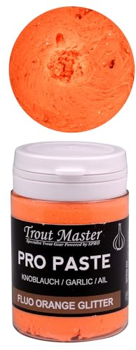 Spro Trout Master Pro Paste - Pâte pour truites flottante et UV-active pour un succès maximal de pêche, Appât pour truites UV - Appât pour grandes truites, Appât pour truites (Orange fluo/Ail)