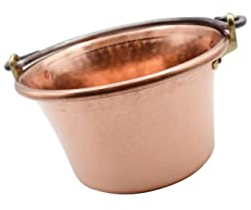 CREARTISTIC Paiolo per Polenta in Rame, 25cm 3,5L - Tradizionale Manico ad Arco Ferro Battuto, 4/5 Pax, anche per Marmellata, Formaggi, Pentola Martellata a Mano - Made in Italy