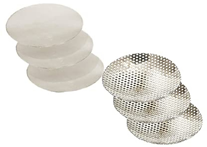 NKlaus Weihrauchbrenner Set Silber, 3 Siebe und 3 Plättchen, 6 Stück | Messing; Durchmesser 5,0cm