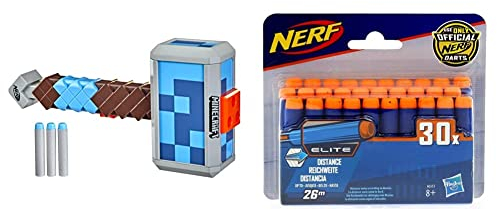 NERF abfeuernder Nerf Minecraft Stormlander Hammer, feuert 3 NERF ab, enthält 3 Nerf Elite Darts, Spannhebel Mehrfarbig Einheitsgröße & A0351EU6 Hasbro A0351 N-Strike Elite 30er Dart Nachfüllpack