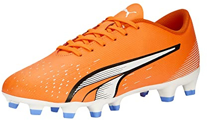 PUMA Men's Ultra Play Firm, Artificial Ground Soccer Cleats Sneaker, Ultra Orange-white-blue Glimmer, 39 EU