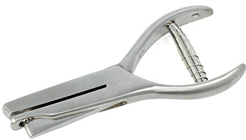 Labelident Lochzange für Prüfplaketten mit runder Kerbform - 3 mm Lochgröße - Kerbzange aus Edelstahl, 48 mm Maultiefe, Kontrollzange