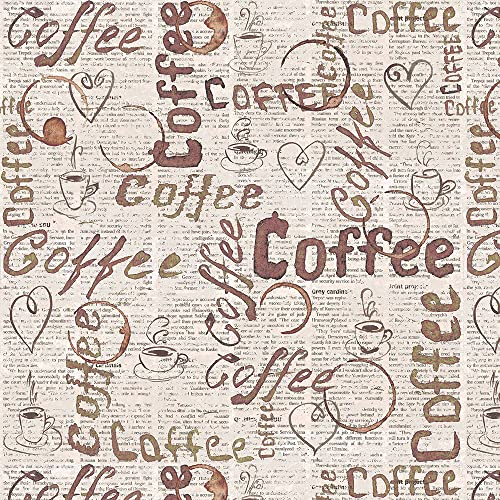 wandmotiv24 Fototapete Kaffee Zeitung Muster, XS 150 x 105cm - 3 Teile, Wanddeko, Wandbild, Wandtapete, Kaffeetasse braun Küche M6403