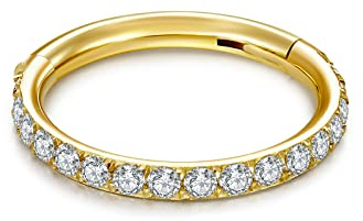 VFUN 16G 316L Chirurgenstahl Hinged Clicker Ring Septum Piercing Nasenpiercing für Damen Herren CZ Inlaid Helix Knorpel Piercing Ohr 8-10MM