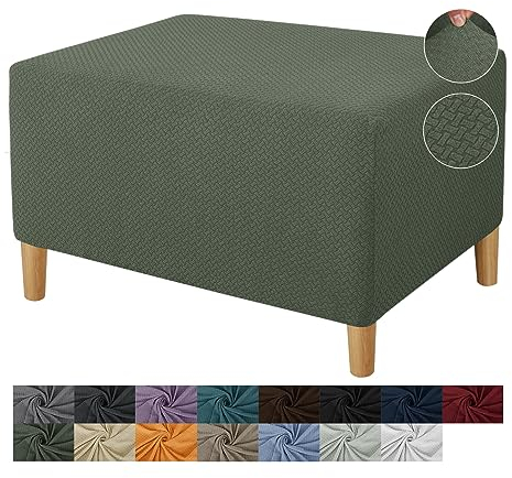 DEZYPZAM Bezug für Fußhocker, Ottoman-Bezug, Hocker Husse für Fußhocker Rechteckig, Hocker Protector Waschbar Hockerabdeckung, Ottomane Schonbezug Hockerbezug (GrüN,L)