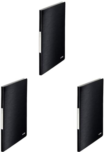 Leitz Sichtbuch Style, A4, PP, 40 Hüllen, satin schwarz (Packung mit 3)