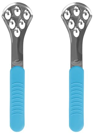 Adorila Zungenschaber für Erwachsene, Edelstahl, Zungenreiniger, frischere Zungenwerkzeuge für Mundmund, Blau, 2 Stück