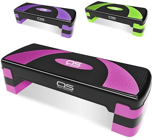 Aerobic Stepper platform -Step Steps board High - Exercise 2-5 Level Adjustable Height Fitness Workout Yoga Pilates Fitness Home Gym Removable Step Rise block (Pink, 4 Steps Stepper)