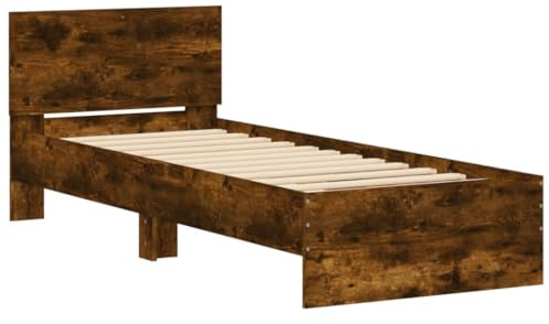 vidaXL Bed Frame without Mattress with Headboard Smoked Oak 90x190 cm