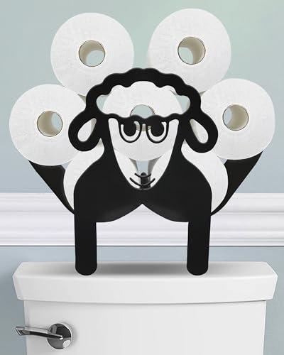 Wigag Toilettenpapierhalter mit Schaf, Ständer für zusätzliche 8 Rollen, dekorative freistehende Toilettenpapieraufbewahrung, Bauernhaus, Badezimmer, Tierdekoration, Zubehör, Aufbewahrungsschrank