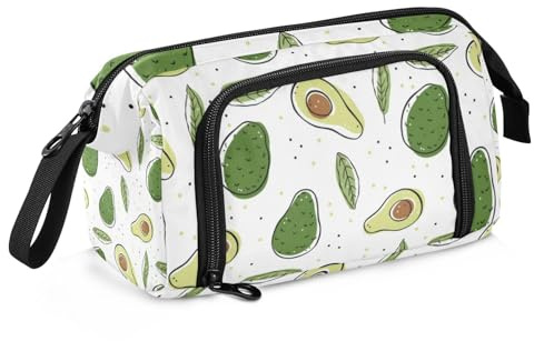 ZRWLUCKY Federmäppchen für die Schule, großes Fassungsvermögen, mit Reißverschluss, Federmäppchen mit Reißverschluss, für Mädchen, Farbe: Avocado, tropische Früchte