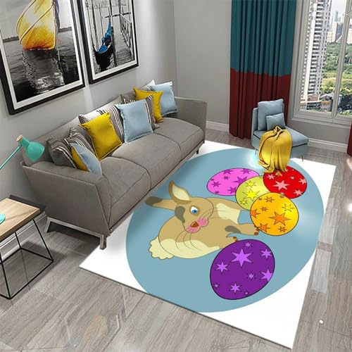 3D-Druck Weicher Wohnzimmerteppich Cartoon-Tierkaninchen 180 X 280 Cm - Rutschfester Teppich Mit Niedrigem Flor - Heimtextilien-Fußmatte - Waschbar - Anti-Flecken, Fusselt Nicht, Umweltfreundl -9Z4I3S