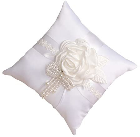 WHAMVOX 1stück Hochwertiges Ringkissen Für Hochzeiten Design Für Trauringe Blumenkissen Für Verlobungen Und Hochzeitsfeiern Weißes Hochzeitszubehör Mit Kunstrosen