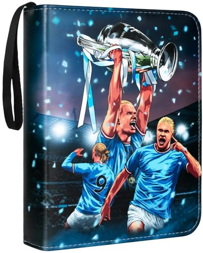 Sammelalbum für Karten, Sammelkarten Album 50 Seiten 400 Karten Kapazität, Fußball-Sammelkartenalbum, Kartenbinderheft mit Reißverschluss, Kartenbinderbuch, Blau