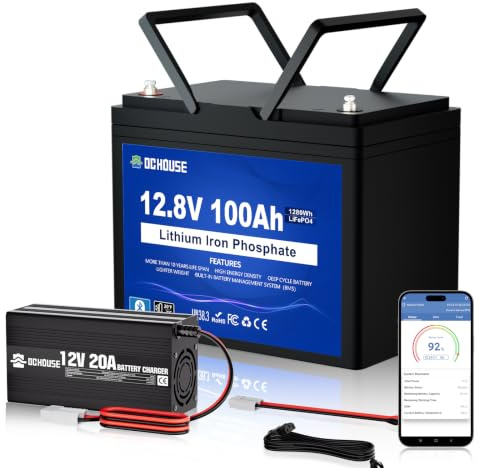 DCHOUSE 12V 165Ah LiFePO4 Lithium Batterie mit Bluetooth,Tieftemperaturschutz,Deep CycleLithiumbatterie, perfekt für Wohnmobile,Solaranlagen,Wohnwagen,Camping