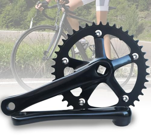 HZXQCVB 165mm Kurbelarm-Satz Vierkantloch 130BCD Rennrad-Kurbelarm Aluminium-Legierung Faltrad-Kurbel Mit 44T Kettenblatt Kompatibel Mit Einfachem Kettenblatt(Black)