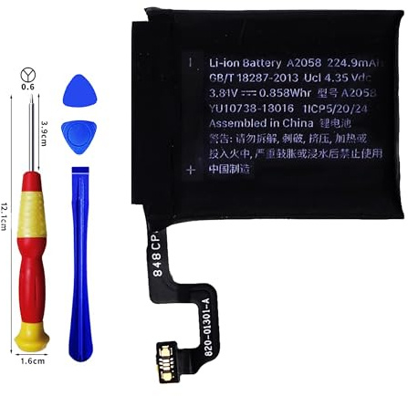 Vvuilsty Batería de Repuesto A2058 para Watch Series 4 Gen 40 mm, batería de 0 ciclos, Compatible con Apple Watch Series 4 Gen 40 mm con Kits de Herramientas de reparación