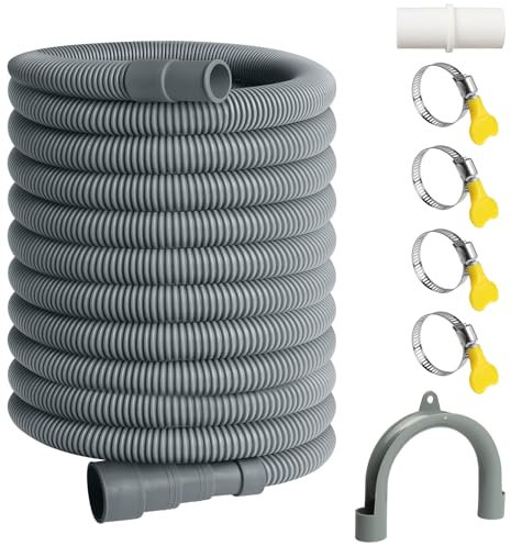 SDLDEER Manguera de desagüe para lavadora, extensión de manguera de desagüe de 7 m, manguera de desagüe universal para manguera de drenaje, incluye soporte, conector de manguera y abrazadera de