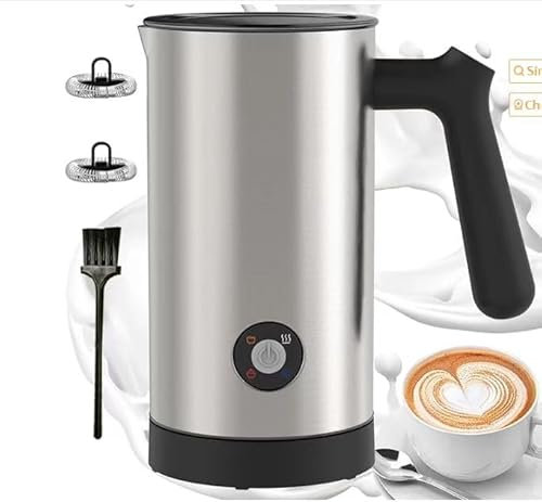 Casimhu 4 en 1 Espumador de Leche Eléctrico y Calentador de Leche, Creador de Espuma Caliente y Fría, Calienta Leche de Acero Inoxidable, Espumador Leche Eléctrico para Café, Latte, Capuchino (250ML)