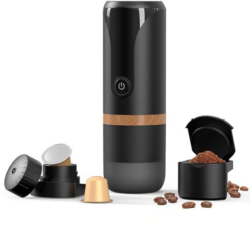 CHANGLKJ Macchina per caffè Espresso Portatile, Macchina per caffè Espresso da Viaggio con Piccola Tazza da tè E Batteria Ricaricabile Incorporata da 2400 mAh, Capsule NS Compatibili E caffè Macinato