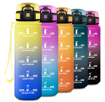 KollyKolla Trinkflasche 500ml, Sportflasche mit Filte, Kohlensäure Geeignet, Auslaufsicher Wasserflasche mit Zeitmarkierung, für Fitness, Camping