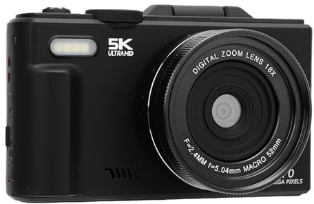 YUEHISY Appareil Photo Numérique 5K, 75MP UHD Autofocus WiFi Video Camera avec écran de Feuillette de 3 Pouces 180 °, 18x Zoom, Flash, Carte 64 Go, Compact pour Vlog de Voyage (64GB)
