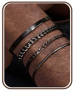 Milacolato 4 stycken herrarmband, rostfritt stål silver/guld/svart armband manschett kedja armband set för män smycken 19/21 cm