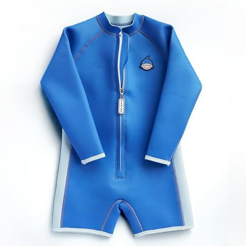 Roarsome Kids Wetsuit with Fleece Lining Made from Limestone-Based 3mm Neoprene | 2025 Softer Feel | Front Zip | Long Sleeves & Short Legs - Reef the Shark - 6-8 Years