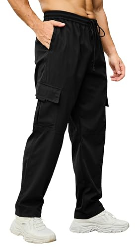 CTU, pantaloni cargo da lavoro da uomo, stile casual, tuta da jogging leggera con vita elasticizzata e joggers elasticizzati per uomo, M-4XL, Nero , 3XL