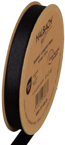 Halbach Recycling-Ripsband, 13 mm x 25 m, schwarz | Geschenkband aus 100% recyceltem Polyester, Öko-Tex 100 zertifiziert, waschbar, wetterfest perfekt als Schleifenband geeignet