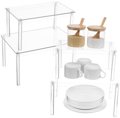 STOBAZA 4pezzi Spezie in Acrilico Trasparente Alzata Per Mensole Organizer Per Armadietti e Barattoli Per Mobili Da Cucina e Piano